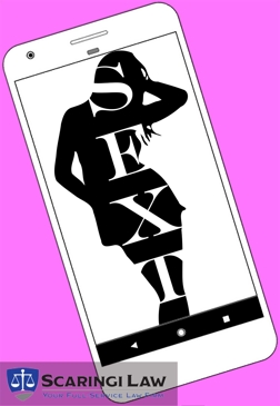 Phone with SEXT text and silhouette of a girl